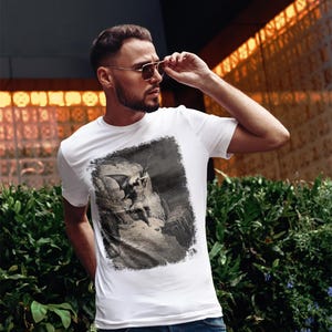 Paradise Lost Gustave Doré Shirt - John Milton Engraving T-Shirt featuring Lucifer as Fallen Angel. Perfect gift for art lovers. Classic art design for fans of famous engravings and iconic paintings.