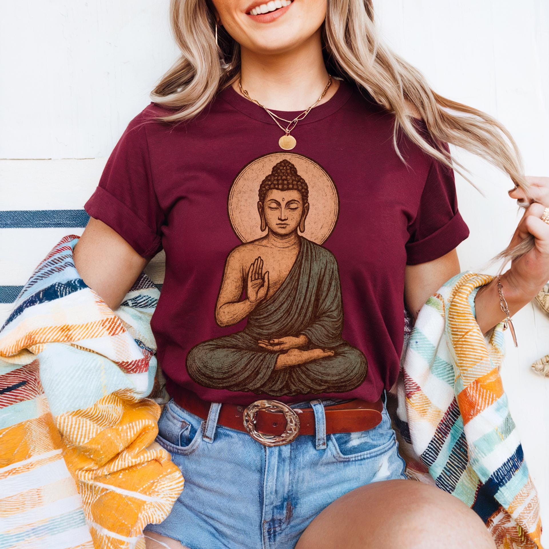 服/ファッション PeterStone: Buddha Time of Meditation m Buddha Stones Meditation Prayer Spiritual Zen Practice Uniform
