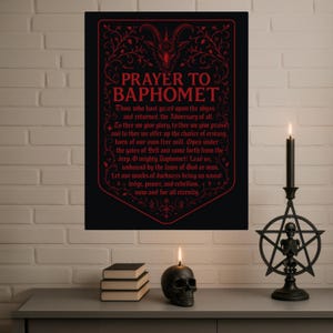 Prayer to Baphomet Vertical Poster Witchy Wall Hanging Occult Wall Art Gothic Home Decor Witchcraft Poster Satanic Invocation Left-Hand Path