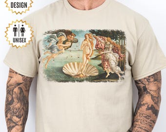 Camiseta "El nacimiento de Venus", pintura de Botticelli, regalo para amantes del arte, arte renacentista vintage, pintura famosa de bellas artes, unisex