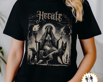 Hecate Greek Mythology Goddess Shirt, Witch Gift Tee, Pagan Graphic T-Shirt, Occult Symbol Top, Wiccan Clothing, Hekate Shirt Gift for Her