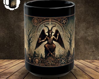 Baphomet Mug, Satanic Coffee Mug, Occult Mug, Satan Mug, Goth Mug, Witchy Mug, 15oz Black Coffee Mug, Gift for Him or Her, Gift For Gothic
