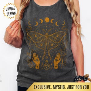 Luna Moth Tank Top, Comfort Colors Tank, Luna Moth Clothing, Moon Phases, Mystic & Celestial Hoodie Witchy Gift for Her, Mothers Day Gift