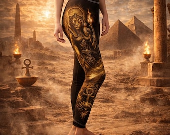 Sekhmet Göttin Leggings: Ägyptische Löwin Göttin Design | Altes Ägypten Mythologie Hose | Heidnisches Geschenk für sie | Kemetic Kleidung für Frauen