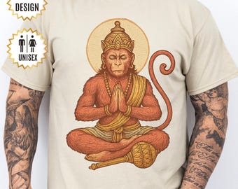 Hanuman T-Shirt Monkey God of Strength Tee Hindu Devotion Shirt | Spiritual Warrior Gift for Yoga, Courage & Inner Power | Hanumanji Shirt