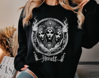 Hecate Greek Mythology Goddess Sweatshirt, Witch Gift Pullover, Pagan Jumper, Occult Symbol Wiccan Clothing, Hekate Sweatshirt Gift for Her