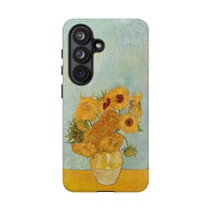Vintage Van Gogh Sunflowers Samsung phone case featuring the famous floral painting in a classic fine art aesthetic. Protective Samsung Galaxy cover compatible with all Samsung models, perfect for art lovers, painters, museum art fans, cottagecore decor lovers, and unique artistic gift ideas. Stylish floral Samsung case inspired by Vincent van Gogh’s iconic Sunflowers masterpiece.