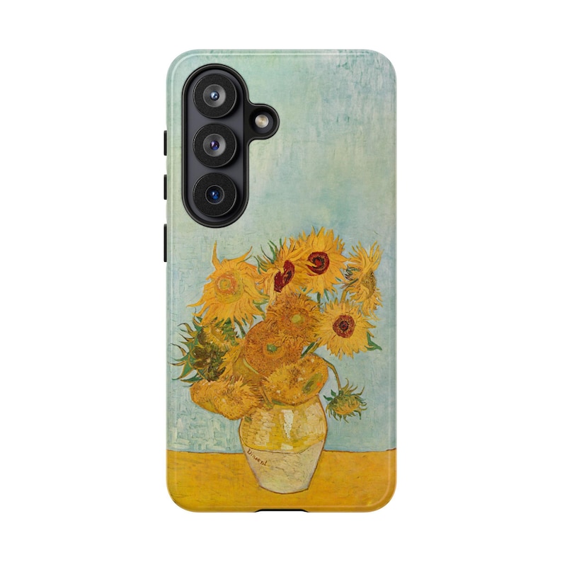 Vintage Van Gogh Sunflowers Samsung phone case featuring the famous floral painting in a classic fine art aesthetic. Protective Samsung Galaxy cover compatible with all Samsung models, perfect for art lovers, painters, museum art fans, cottagecore decor lovers, and unique artistic gift ideas. Stylish floral Samsung case inspired by Vincent van Gogh’s iconic Sunflowers masterpiece.