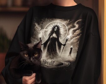 Hekate Greek Mythology Goddess Sweatshirt, Witch Gift Jumper, Pagan Sweater, Occult Symbol Wiccan Clothing, Hecate Sweatshirt Gift for Her