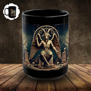 Baphomet Mug, Satanic Coffee Mug, Occult Mug, Satan Mug, Goth Mug, Witchy Mug, 15oz Black Coffee Mug, Gift for Him or Her, Gift For Gothic