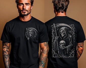 Grim Reaper T-Shirt Gothic Gift, Vintage Metal Art, Occult Skeleton Death Tee, Heavy Metal Shirt, Dark Aesthetic Gift, Unisex Shirt