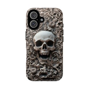 Gothic iPhone Case with 3D Skull – Macabre Baroque Design for iPhone 16, 15, 14, 13 Pro Max & All Models. Dark Aesthetic Phone Case for Gothic Style Lovers. Unique Gothic Gift for Him or Her