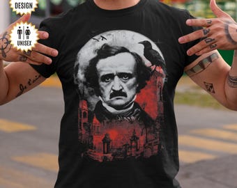 Edgar Allan Poe T-Shirt Gothic Gift Idea | Horror Literature Fan Tee | The Raven T-Shirt | Gothic Gift for Readers | Dark Academia Shirt