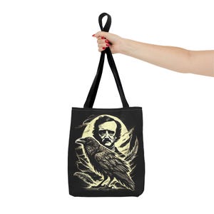 Edgar Allan Poe Gothic Tote Bag - Vintage Style Book Lover Gift Dark Academia Literary Tote, Poe Art Poetry Gift Idea for Bookish, The Raven