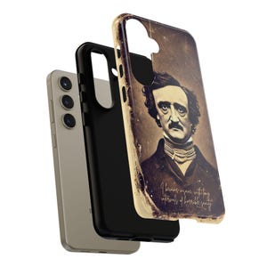 Edgar Allen Poe Phone Case With Quote Vintage Phone Case Gothic Phone Case Literary Gift Samsung S24 & All Models Book Lovers Phone Cover