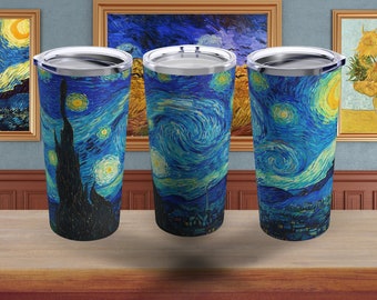 Bicchiere Notte Stellata di Van Gogh, famoso bicchiere d'arte, Vincent Van Gogh, bicchiere Notte Stellata, regali per amanti dell'arte, regalo per insegnanti d'arte