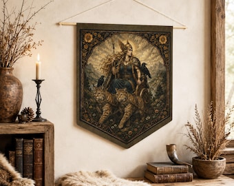 Freyja Wall Decor:  Norse Goddess Wall Hanging | Viking Decor | Scandinavian Mythology Lovers Gift | Freya Tapestry | Nordic Pagan Wall Art