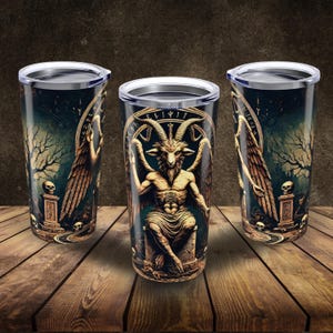 Baphomet Tumbler - Gothic Witchy Travel Mug, Satanic Occult Drinkware, Unique Pentagram Gothic Gift Idea, Sigil of Baphomet Cup