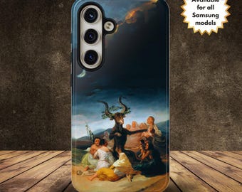 Witches' Sabbath di Francisco Goya, custodia Art Tough Phone, Samsung S25 S24 S23 S22 Ultra Plus e tutti i modelli, dipinto Romanticismo, El Aquelarre