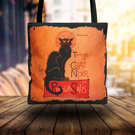 Le Chat Noir Vintage Tote Bag Poster, French Poster Paris Bag, Théophile Alexandre Steinlen Black Cat Bag, Bohemian Tote Bag gift for Her