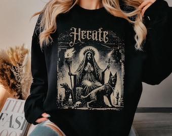 Hecate Greek Mythology Goddess Sweatshirt, Witch Gift Jumper, Pagan Sweater, Occult Symbol Wiccan Clothing, Hekate Sweatshirt Gift for Her