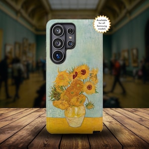 Vintage Van Gogh Sunflowers Samsung phone case featuring the famous floral painting in a classic fine art aesthetic. Protective Samsung Galaxy cover compatible with all Samsung models, perfect for art lovers, painters, museum art fans, cottagecore decor lovers, and unique artistic gift ideas. Stylish floral Samsung case inspired by Vincent van Gogh’s iconic Sunflowers masterpiece.