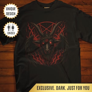 Baphomet Head Shirt Gothic Gift, Occult Goat Skull Satanic T-Shirt, Dark Gothic Clothing, Left Hand Path Symbol, Witchcore Demon Aesthetic