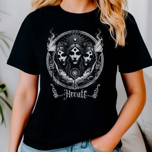 Hecate Greek Mythology Goddess T-Shirt, Witch Gift Tee, Pagan Graphic Shirt, Occult Symbol Top, Wiccan Clothing, Hekate Shirt Gift for Her