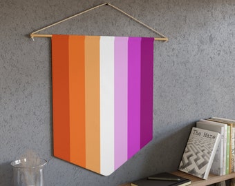 Lesbian Flag Wall Art, Lesbian Flag Pennant, Lesbian Pride Gift, Lesbian Art,  Lgbt Gay Pride Flag, Lgbt Home Decor, Lgbtq Gifts For Her