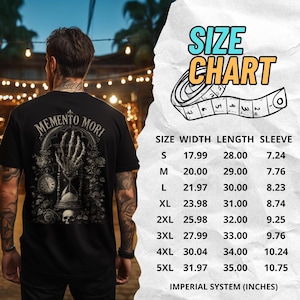Memento Mori shirt featuring a vintage skeleton hand holding an hourglass, inspired by Stoic philosophy and mortality symbolism. Gothic t-shirt design with dark academia aesthetic, antique engraving style artwork, and memento mori theme. Perfect for lovers of stoicism, philosophy, gothic fashion, medieval art, existential symbolism, and alternative clothing.