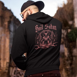 Hail Satan Gothic Hoodie Gothic and Witchy Gift for Dark Style lovers, Gift For Gothic, Occult Hoodie Satanic Sweatshirt Alternative Fashion