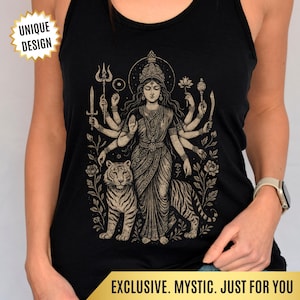 Hindu Goddess Durga Tank Top Spiritual Lovers Gift, Divine Femenine Tee, Occult Mythology Tank Top, Warrior Goddess Apparel, Hindu Deity Top
