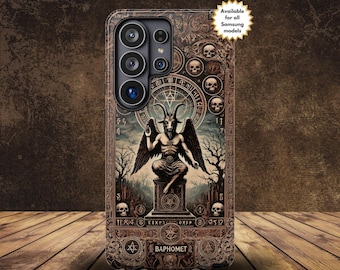 Baphomet Samsung Phone Case: Sabbatic Goat Devil Phone Cover | Baphomet Pentagram Galaxy All Models Cases Gothic Gift Idea