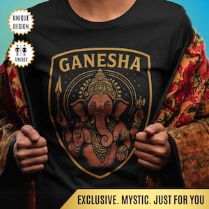 Ganesha T-Shirt, Hindu Elephant God Tee, Lord Ganesh Shirt for Yoga, Meditation Shirt, Spiritual Gift for Yogis, Boho Indian Graphic Tee