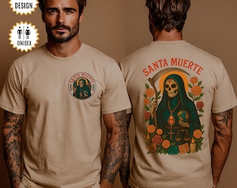 Santa Muerte T-Shirt Mexican Folk Saint Design | Día de los Muertos Inspired Tee | Latino Folklore Gift for Devotion & Gothic Fashion