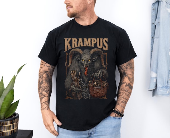Krampus Christmas T-Shirt: Dark Folklore Holiday Shirt, Pagan Apparel and Gothic Fashion