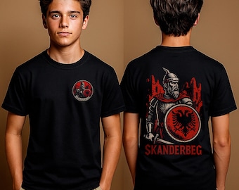 Skanderbeg Kids T-Shirt: Albanian Hero Tee, Albania Eagle Warrior Shirt Gift for Kids