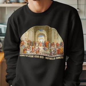 La scuola di Atene di Raffaello Sanzio Felpa Regalo per gli amanti dell&#39;arte Maglione dipinto famoso Stile affresco Raffaello Sanzio Abbigliamento artistico