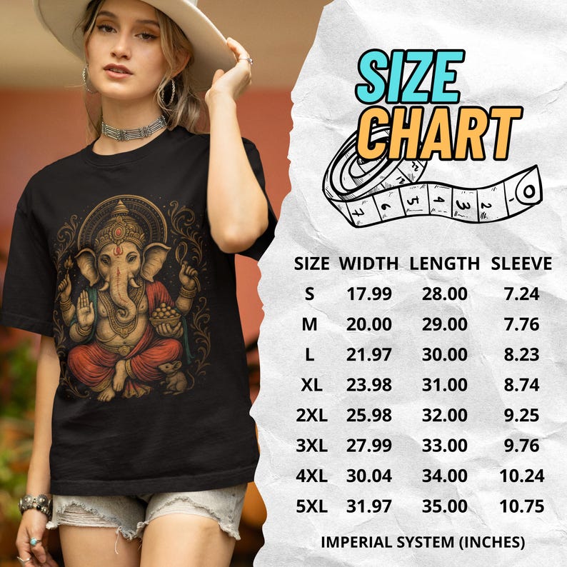 Spiritual Ganesha T-shirt featuring Hindu Elephant God design. Perfect for yoga, meditation, and spiritual gifts. Boho Indian graphic tee celebrating divine feminine energy and peaceful vibes.