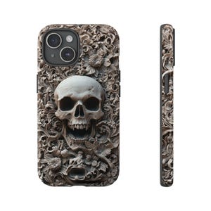 Gothic iPhone Case with 3D Skull – Macabre Baroque Design for iPhone 16, 15, 14, 13 Pro Max & All Models. Dark Aesthetic Phone Case for Gothic Style Lovers. Unique Gothic Gift for Him or Her