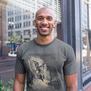 Paradise Lost Gustave Doré Shirt - John Milton Engraving T-Shirt featuring Lucifer as Fallen Angel. Perfect gift for art lovers. Classic art design for fans of famous engravings and iconic paintings.