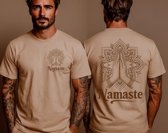 Namaste T-Shirt Yoga & Achtsamkeit Design | Spirituelles Geschenk Mandala | Hände Tee | Zen Meditation Shirt für Yoga Liebhaber | Boho Kleidung