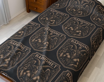 Baphomet Blanket: Gothic Home Decor | Occult Throw | Satanic Gift for Witches, Pagans, Left Hand Path & Goths