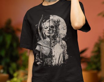 Hel Norse Goddess Shirt: Viking Underworld Queen T-Shirt | Nordic Mythology Dark Art Tee | Pagan Norse Graphic