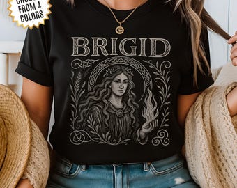 Brigid Pagan Goddess T-Shirt Celtic Witchcore Tee, Fire & Poetry Goddess Shirt Gift for Witches and Spiritual Women, Druid Wiccan Apparel