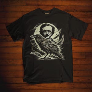 Edgar Allan Poe Gothic T-Shirt The Raven Vintage Style Book Lover Gift Dark Academia Literary Shirt Poe Art Poetry Gift Idea for Bookish