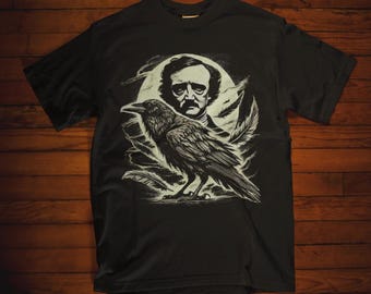 Edgar Allan Poe Gothic T-Shirt The Raven Vintage Style Book Lover Gift Dark Academia Literary Shirt Poe Art Poetry Gift Idea for Bookish