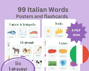 Italian Vocabulary Flashcards: 99 Essential Words (Digital Download)