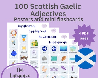 Scottish Gaelic Adjectives Flashcards: Language Learning (Digital Download)