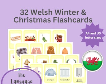 32 Welsh Winter and Christmas Flashcards | Welsh Flashcards | Dysgu Cymraeg